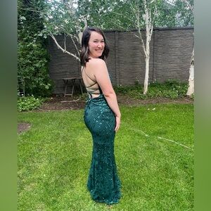 lulu’s sequin lace-up maxi dress